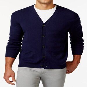 Club Room Men's Navy Blue Big & Tall V-Neck Cardigan